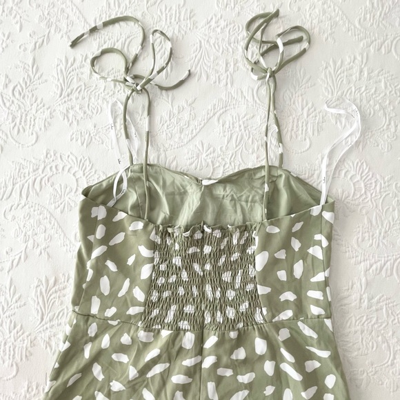 NWOT Lulus Party in Paris Sage Green Print Tie-Strap Midi Dress Small - Picture 9 of 14